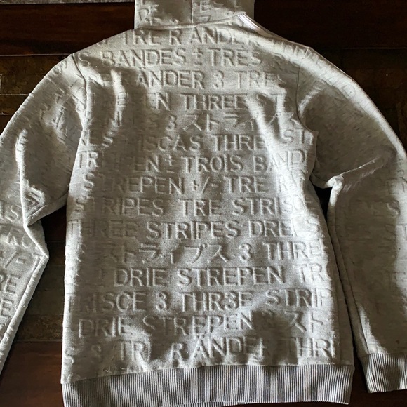 Gray and White Adidas Pullover Hoodie (small) - Picture 4 of 7